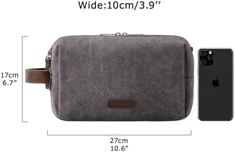 Men's Water-resistant Toiletry Bag - BAGSMART Dopp Kit Canvas Travel Organizer - Black - Large - Image 41