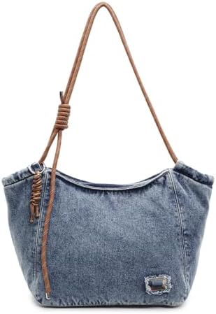 Women Casual Denim Shoulder Handbag with Large Capacity for Every Day Use | LIZHAOCAI Women's Casual Denim Tote Bag wit