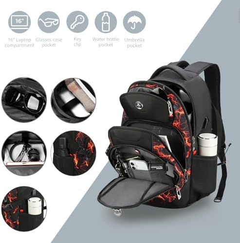 Swissdigital Design Laptop Backpack with USB Charging Port | Men's 15.6 Inches Fit 31L Travel Backpack | Blue/Black | SD