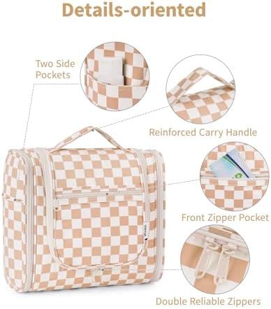 Narwey Large Blue Leaf Hanging Toiletry Bag for Women Travel and Men Cosmetics Organizers