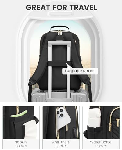 Laptop Backpack Purse for Women Work Travel Black OEKO-TEX STANDARD 100 Laptop Backpack Purse for Women College Black Qu