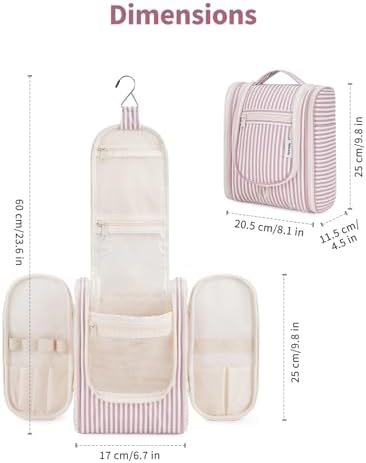 Narwey Large Blue Leaf Hanging Toiletry Bag for Women Travel and Men Cosmetics Organizers