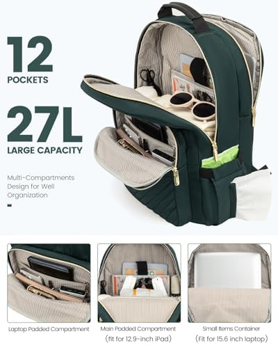 Laptop Backpack Purse for Women Work Travel Black OEKO-TEX STANDARD 100 Laptop Backpack Purse for Women College Black Qu