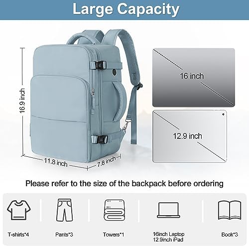 Women's Flight Approved Travel Backpack with USB Charging, Lightweight & Waterproof, Ideal for College, Work and Travel
