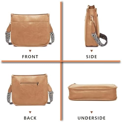 AUYOCO Vegan Leather Crossbody Bags for Women Handbag with Guitar Strap Zipped Pockets AUYOCO Vegan Leather Crossbody