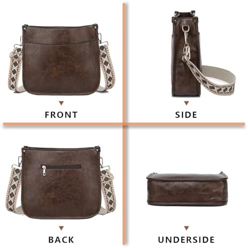 AUYOCO Vegan Leather Crossbody Bags for Women Handbag with Guitar Strap Zipped Pockets AUYOCO Vegan Leather Crossbody