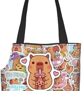 Holiday Capybara Small Pet (Kitten or Puppy) Travel Handbag Black Holiday Capybara Small Pet (Kitten or Puppy) Portable