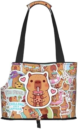 Holiday Capybara Small Pet (Kitten or Puppy) Travel Handbag Black Holiday Capybara Small Pet (Kitten or Puppy) Portable