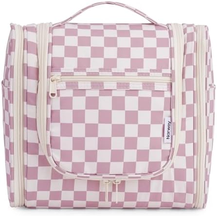 Narwey Large Blue Leaf Hanging Toiletry Bag for Women Travel and Men Cosmetics Organizers