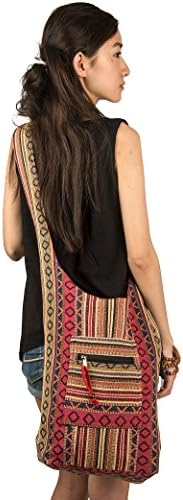 Tribe Azure Fair Trade Red Hobo Messenger Shoulder Bag Large Roomy Versatile Travel and Camping Bag