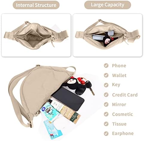 EVGLOW Nylon Crescent Crossbody Bag - Trendy Women's Travel Sling Bag EVGLOW Nylon Crescent Crossbody Bag - Small Men's