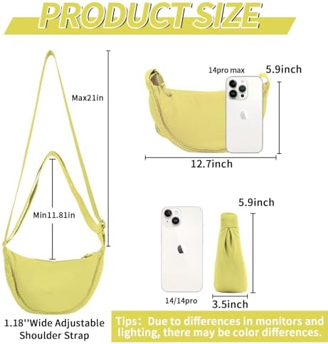 EVGLOW Nylon Crescent Crossbody Bag - Trendy Women's Travel Sling Bag EVGLOW Nylon Crescent Crossbody Bag - Small Men's