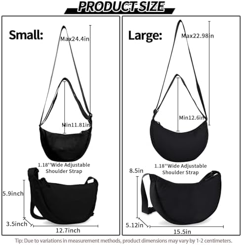 EVGLOW Nylon Crescent Crossbody Bag - Trendy Women's Travel Sling Bag EVGLOW Nylon Crescent Crossbody Bag - Small Men's