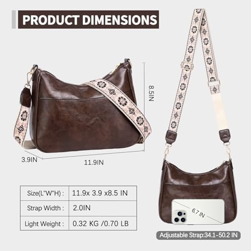 AUYOCO Vegan Leather Crossbody Bags for Women Handbag with Guitar Strap Zipped Pockets AUYOCO Vegan Leather Crossbody