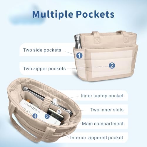 TOPDesign Lightweight Puffy Handbag for Women Travel TOPDesign Quilted Shoulder Bag for Women Work TOPDesign Puffer Tote