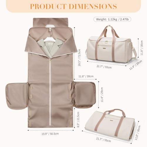 GOLF SUPAGS Sac de Voyage Convertible 2 en 1 Blanc Cassé pour Femme Voyage d'Affaires et Weekends Puissant et Pratique M