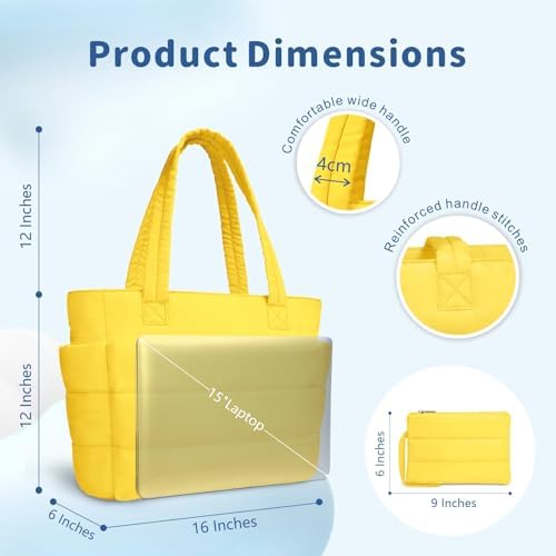 TOPDesign Lightweight Puffy Handbag for Women Travel TOPDesign Quilted Shoulder Bag for Women Work TOPDesign Puffer Tote