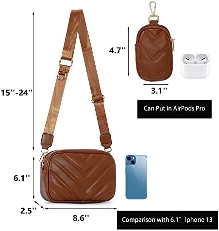 Herald Chevron Quilted Small Crossbody Bag for Women - Camera Side Shoulder Bag, 2 Sizes, Coin Purse Included Herald Che