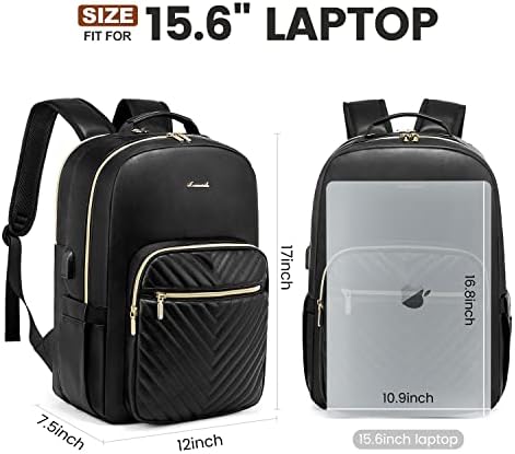Laptop Backpack Purse for Women Work Travel Black OEKO-TEX STANDARD 100 Laptop Backpack Purse for Women College Black Qu