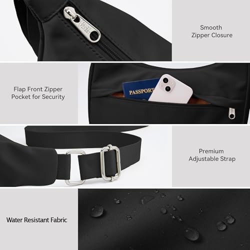 Fancy Forest KALIDI Nylon Crescent Bag Medium Casual Shoulder Crossbody Purse for Women Men Travel with External Pocket