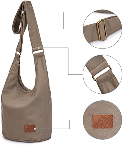 Coton Pose Women's Hippie Crossbody Bag - Top Zip Large Capacity Canvas Sling Bag - Handmade Jacquard Cloth