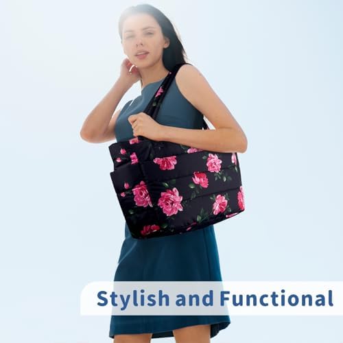 TOPDesign Lightweight Puffy Handbag for Women Travel TOPDesign Quilted Shoulder Bag for Women Work TOPDesign Puffer Tote