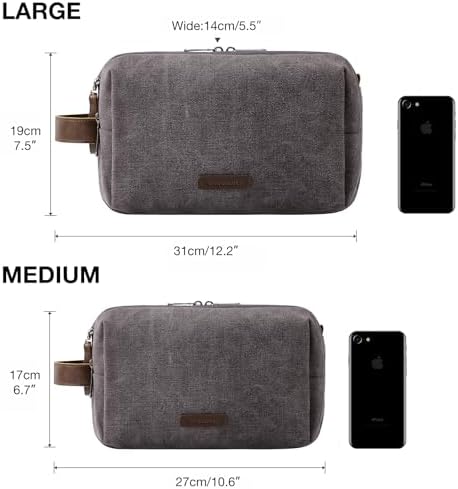 Men's Water-resistant Toiletry Bag - BAGSMART Dopp Kit Canvas Travel Organizer - Black - Large - Image 18