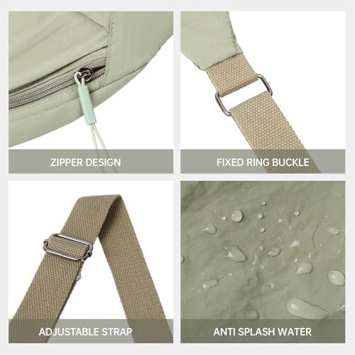 FFEDAYUN Crescent Bags for Women Casual Shoulder Handbags Multi-Pocket Lightweight Crossbody Purse Nylox Nylon Hobo Slin