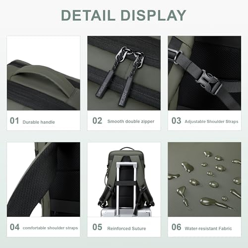 Carry On Travel Backpack 35L-40L Expandable Extra Large Light Daypack for Men and Women (Blue) Travel Backpack 35L-40L