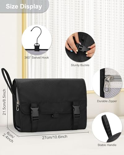 Relavel Travel Toiletry Bag for Men, Large Capacity Travel Kit, Hanging Toiletry Bag for Women