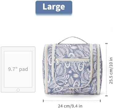 Narwey Large Blue Leaf Hanging Toiletry Bag for Women Travel and Men Cosmetics Organizers