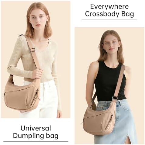 FFEDAYUN Crescent Bags for Women Casual Shoulder Handbags Multi-Pocket Lightweight Crossbody Purse Nylox Nylon Hobo Slin