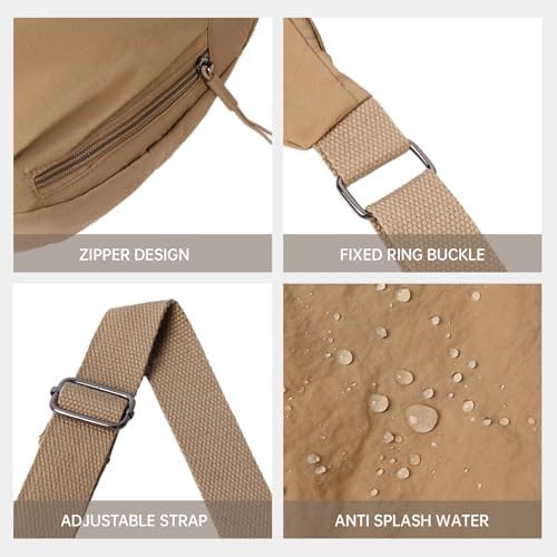 FFEDAYUN Crescent Bags for Women Casual Shoulder Handbags Multi-Pocket Lightweight Crossbody Purse Nylox Nylon Hobo Slin