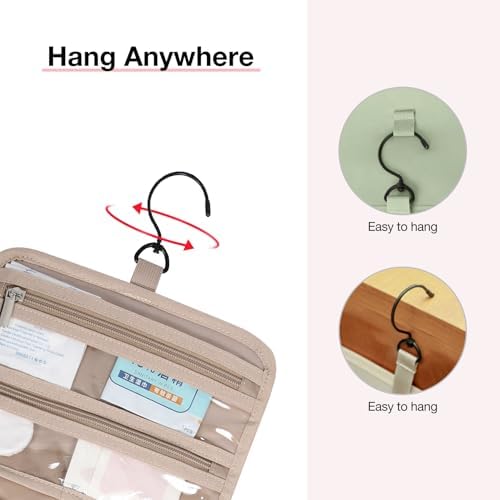 Toiletry Bag Smart Hanging Travel Makeup Organizer TSA Approved Transparent | Travel Makeup Organizer with Hanging Feat