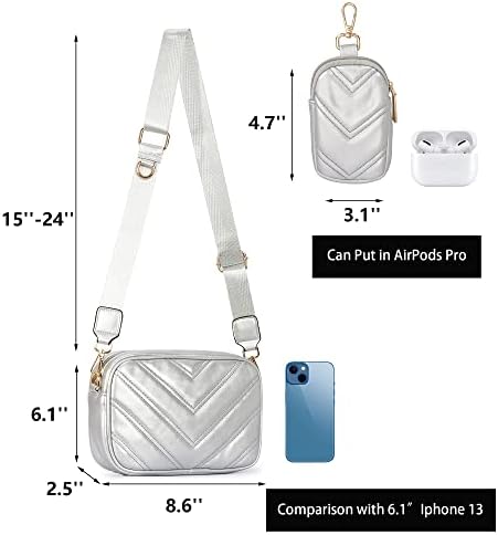 Herald Chevron Quilted Small Crossbody Bag for Women - Camera Side Shoulder Bag, 2 Sizes, Coin Purse Included Herald Che