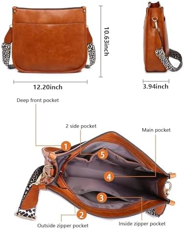 AUYOCO Vegan Leather Crossbody Bags for Women Handbag with Guitar Strap Zipped Pockets AUYOCO Vegan Leather Crossbody