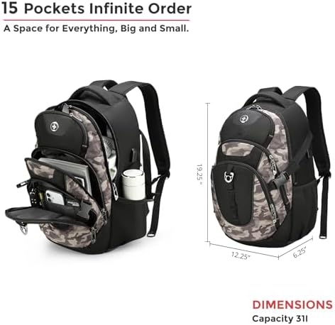 Swissdigital Design Laptop Backpack with USB Charging Port | Men's 15.6 Inches Fit 31L Travel Backpack | Blue/Black | SD