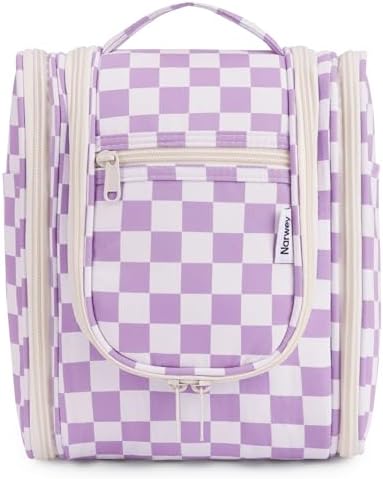 Narwey Large Blue Leaf Hanging Toiletry Bag for Women Travel and Men Cosmetics Organizers