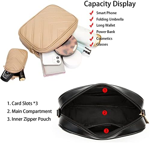 Herald Chevron Quilted Small Crossbody Bag for Women - Camera Side Shoulder Bag, 2 Sizes, Coin Purse Included Herald Che