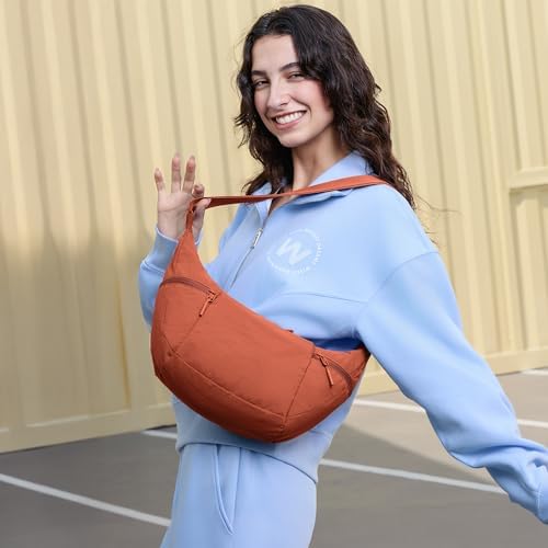 Women's VONAL Nylon Crescent Crossbody Bag for Slouchy Shoulder Hobo, Lightweight Moon Bag Dumpling Sling Purse | VONAL