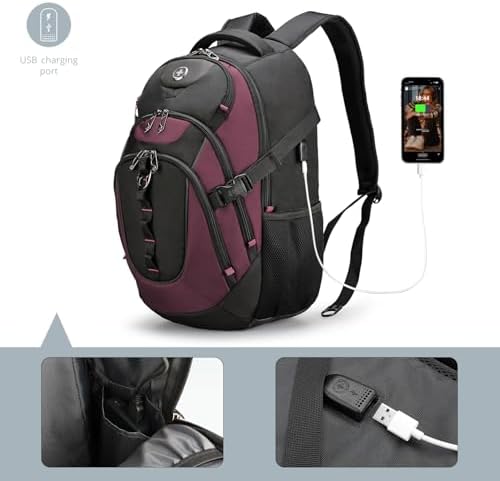 Swissdigital Design Laptop Backpack with USB Charging Port | Men's 15.6 Inches Fit 31L Travel Backpack | Blue/Black | SD