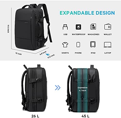 BANGE Expandable 35L Weekender Backpack for Men and Women | Waterproof 17.3inch Laptop Weekender Backpack for Men and W