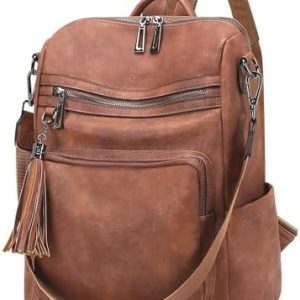OPAGE Women Fashion Leather Backpack Purse Tassel Shoulder Bags Large Travel Bag