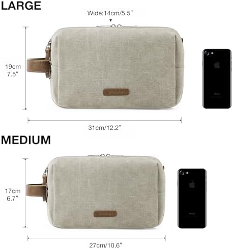 Men's Water-resistant Toiletry Bag - BAGSMART Dopp Kit Canvas Travel Organizer - Black - Large - Image 63
