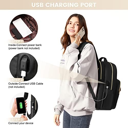Laptop Backpack Purse for Women Work Travel Black OEKO-TEX STANDARD 100 Laptop Backpack Purse for Women College Black Qu
