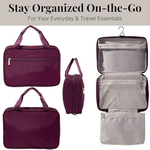 Baggallini Unisex Large Hanging Travel Toiletry Kit - Lightweight 8x11 Inch Makeup Bag for Everyone Travel