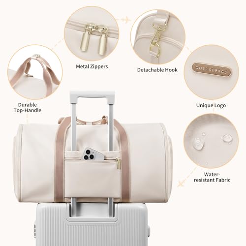 GOLF SUPAGS Sac de Voyage Convertible 2 en 1 Blanc Cassé pour Femme Voyage d'Affaires et Weekends Puissant et Pratique M