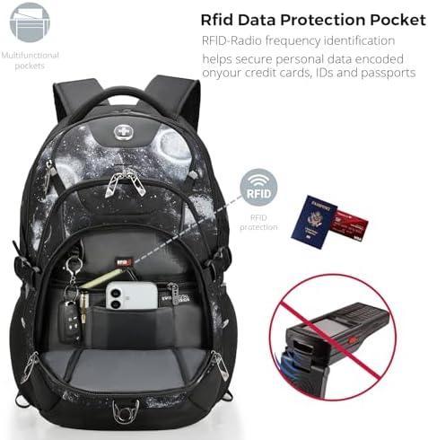 Swissdigital Design Laptop Backpack with USB Charging Port | Men's 15.6 Inches Fit 31L Travel Backpack | Blue/Black | SD