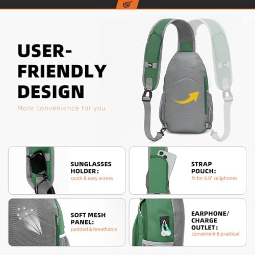 SKYSPER Anti-RFID Crossbody Sling Backpack for Women Men(Army Green) SKYSPER Travel Hiking Crossbody Bag for Women Men