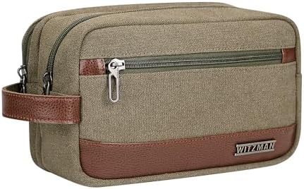 WITZMAN Classic Black A8001 Men's Water-Resistant Travel Dopp Kit Bag